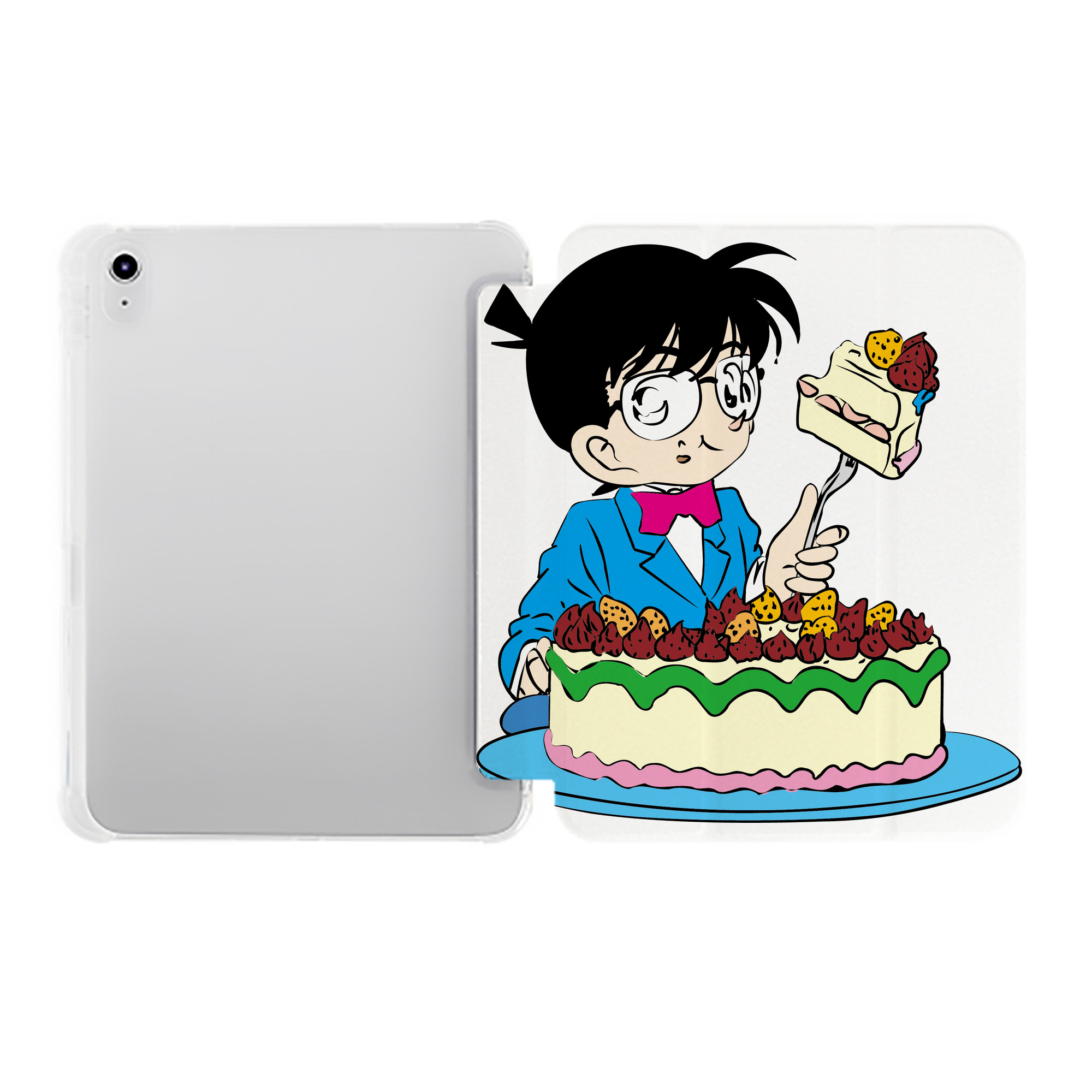 （画像用） 名探偵コナン 江戸川 コナン Detective Conan Conan Edogawa IPad ケース ペン収納付き 三つ折りスタンド PUレザー×シリコン 対応機種9.5/10.5/10.9インチ